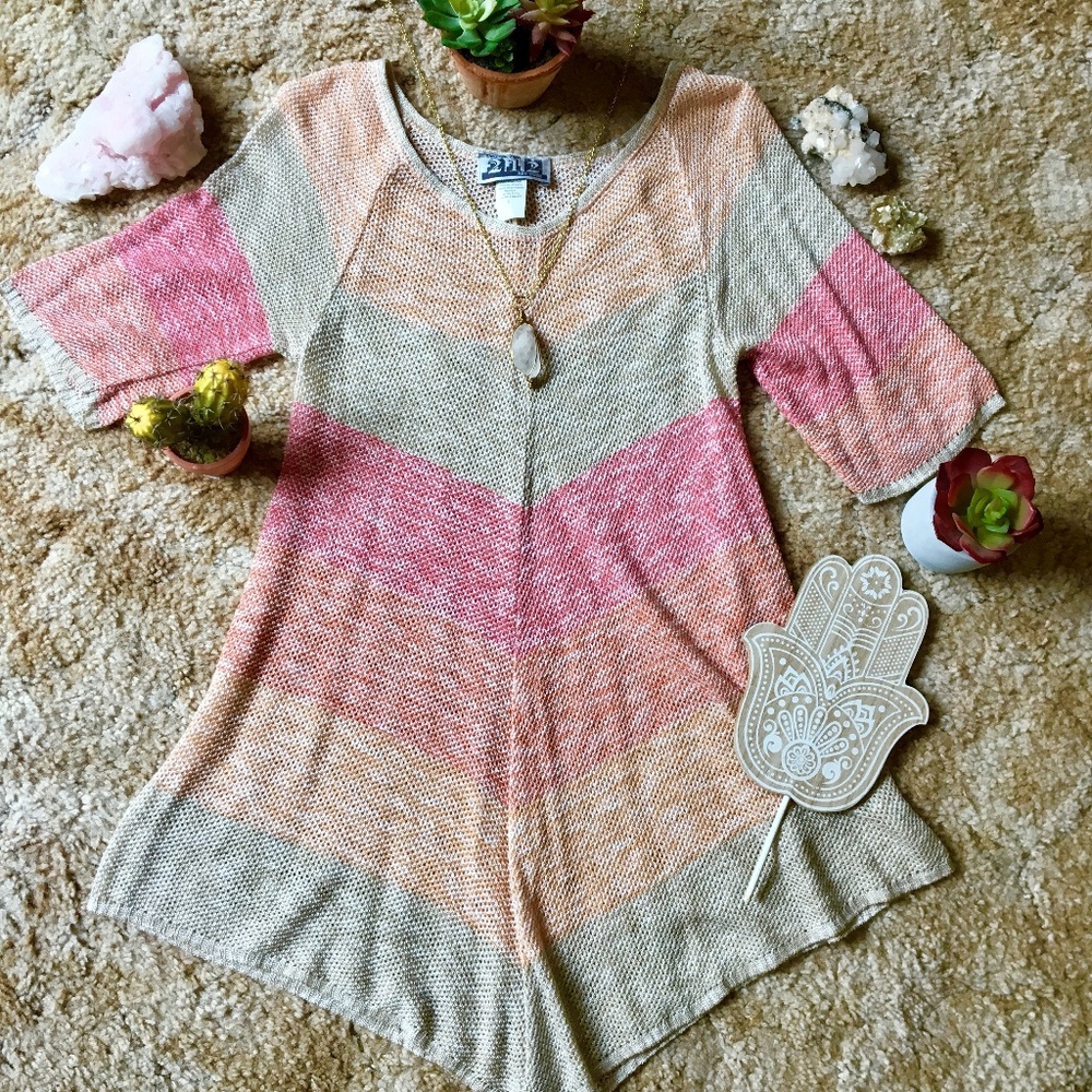 {Vintage} Lightweight Colorblock Summer Knit Top size XS/S